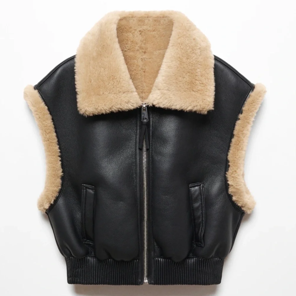 Jason Wu Shearling-lined bomber vest faux leather M - Picture 12 of 16